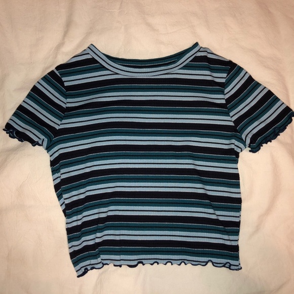 Blue Striped Crop Top - Picture 1 of 2